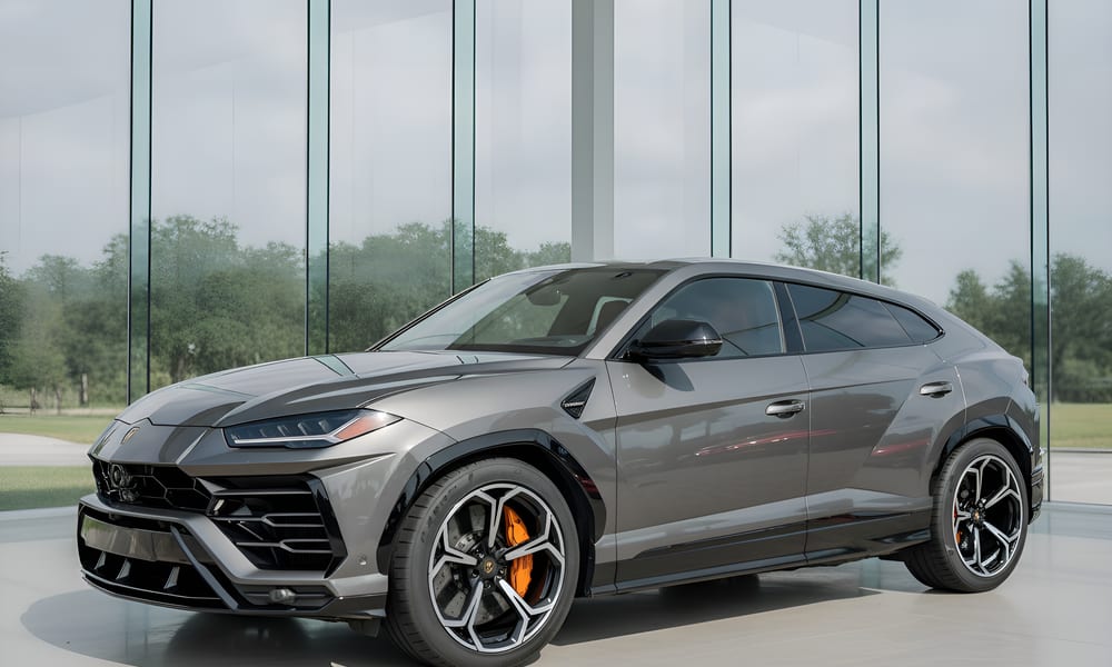 Lamborghini Urus, gray, orange accents